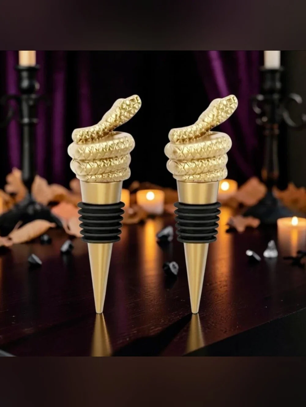 Threshold Brand Elegant Gold Snake Bottle Stoppers 2-Pc Set Halloween collection